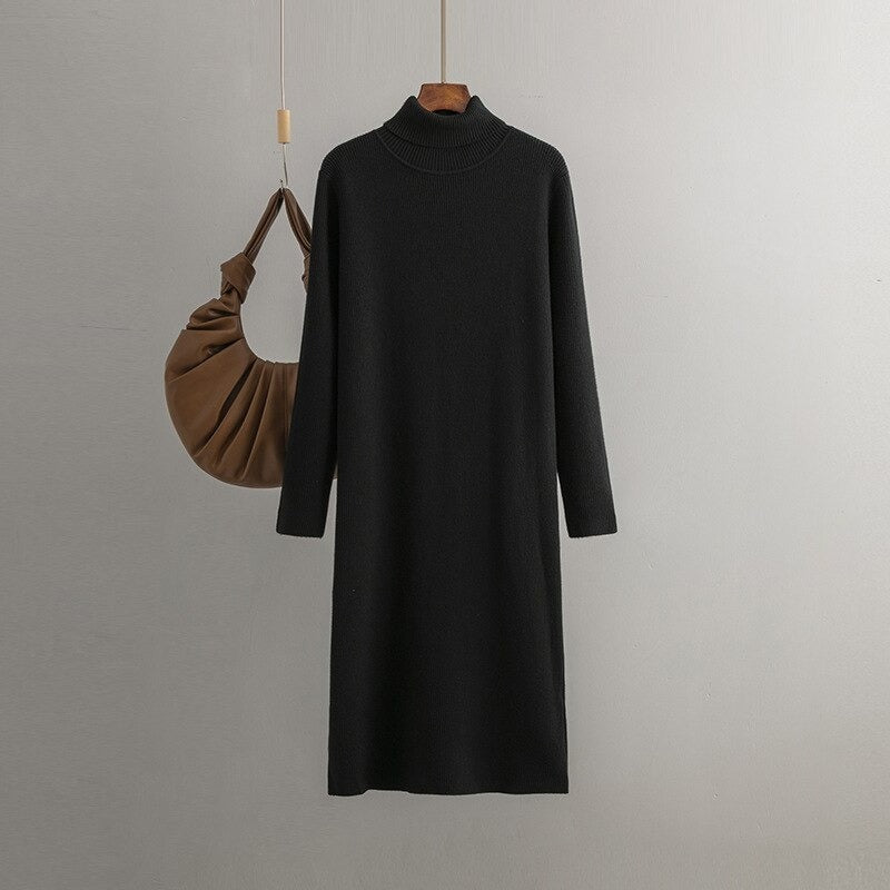 One-Piece Velvet Long Knit Sweater Dress For Women-Soco Hoodie