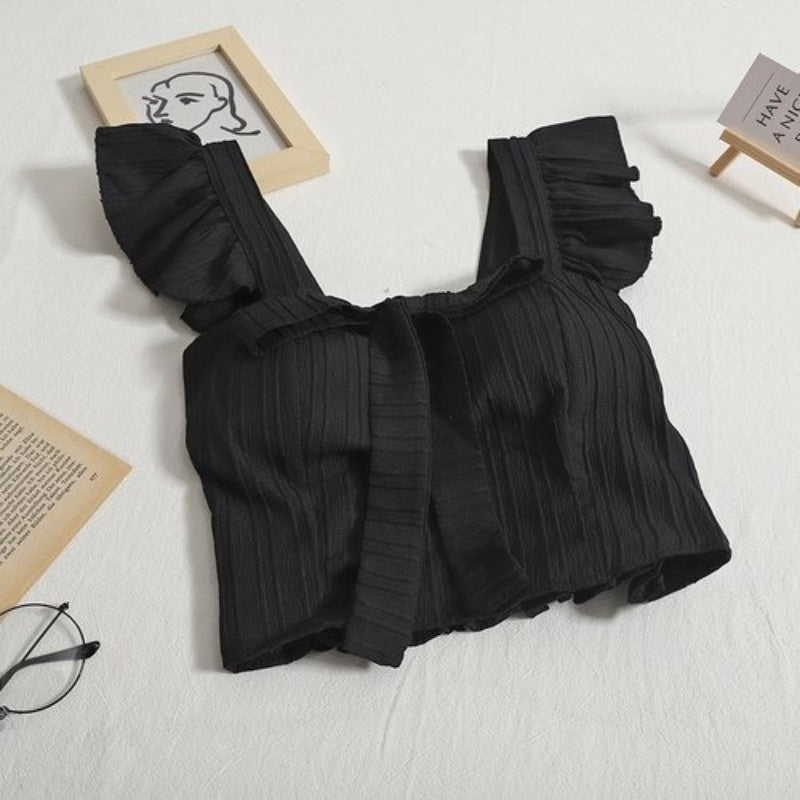 Ruffled Sleeveless Bow Tie Camisole Tops For Women-Soco Hoodie