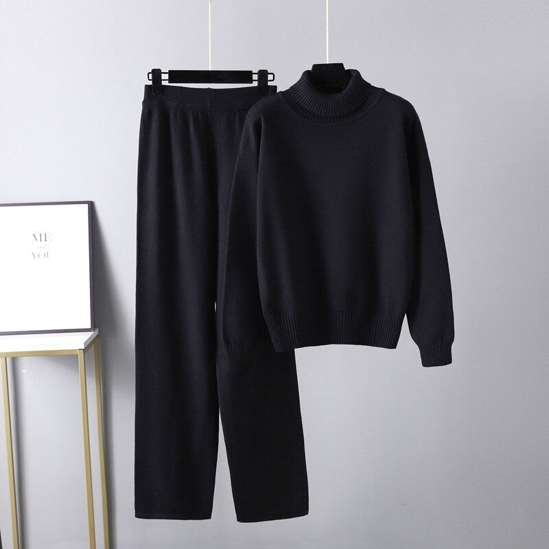 Solid Casual Outerwear Knit Two Piece Women Set-Soco Hoodie