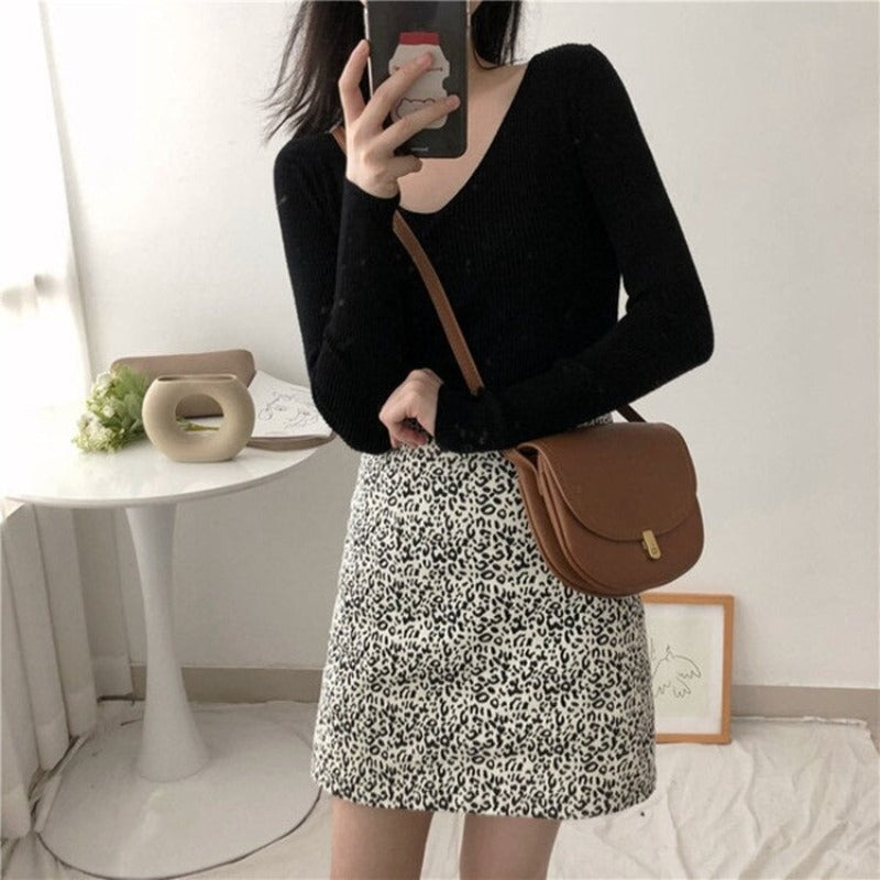 V-Neck Knitted Long Sleeves Skinny Pullovers For Women-Soco Hoodie