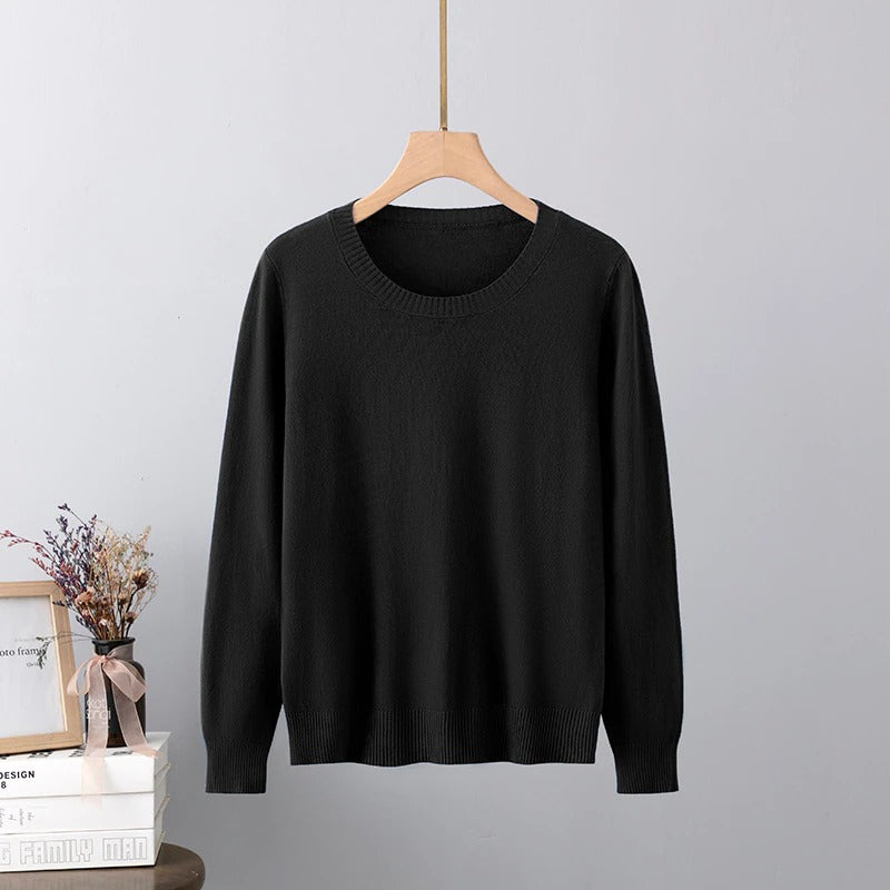 Cashmere O-Neck Solid Long-Sleeved Pullover For Women-Soco Hoodie