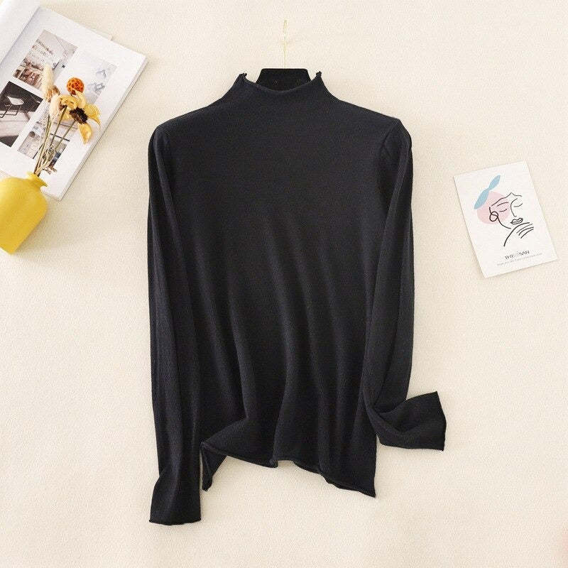 Mock Neck Basic Solid Pullover For Women-Soco Hoodie