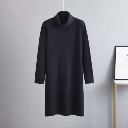 Women's Oversized Loose Thick Turtleneck Sweater Dress-Soco Hoodie