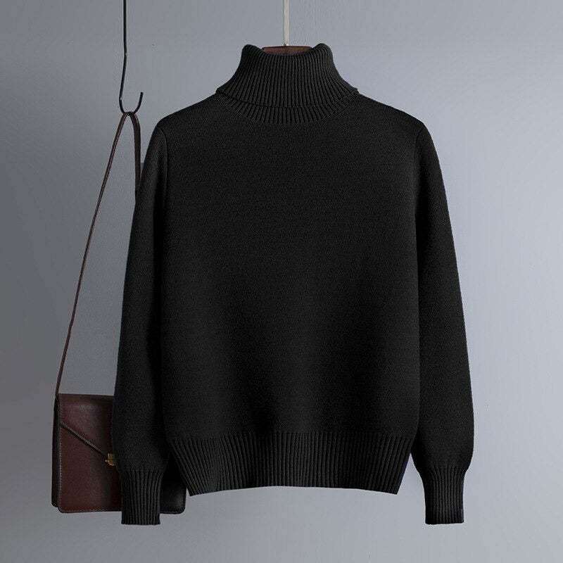 Solid Oversized Turtleneck Slim Fleece Pullovers For Women-Soco Hoodie