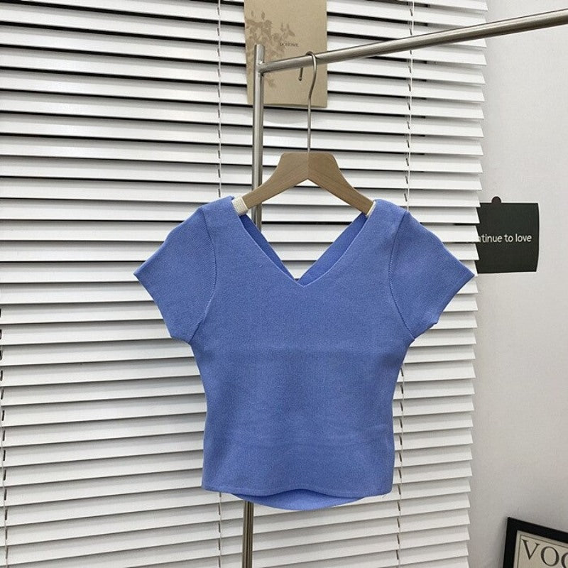 High Waist Backless Hollow Tight T-shirt For Women-Soco Hoodie