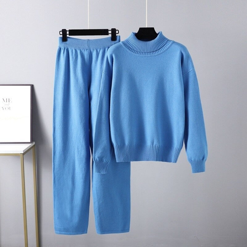 Solid Casual Outerwear Knit Two Piece Women Set-Soco Hoodie