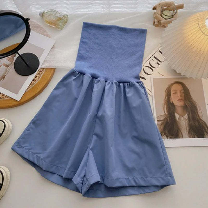 Women's Solid Color Strapless High Waist Romper-Soco Hoodie