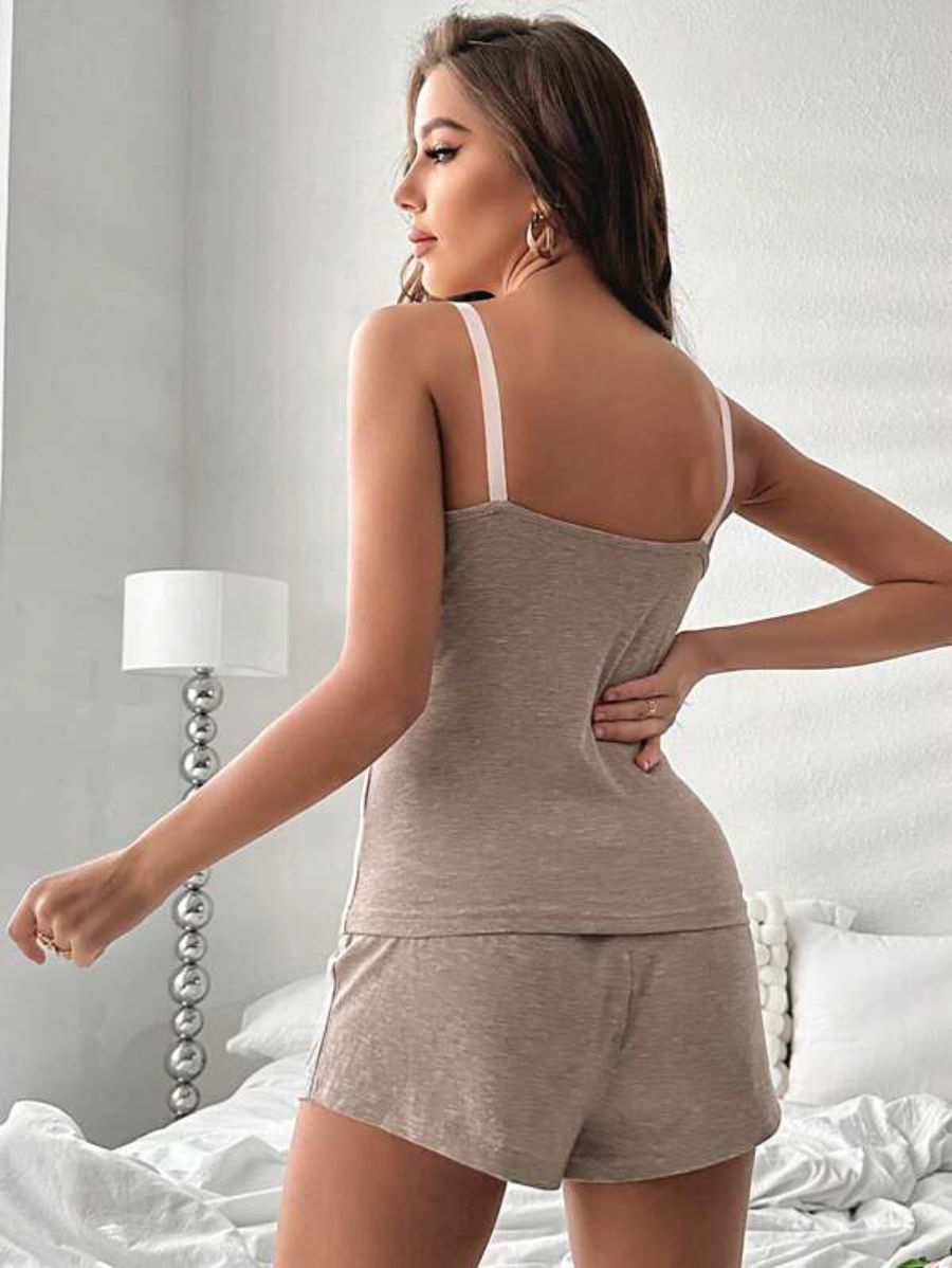 Bow Front Cami Top And Shorts Lounge Set-Soco Hoodie