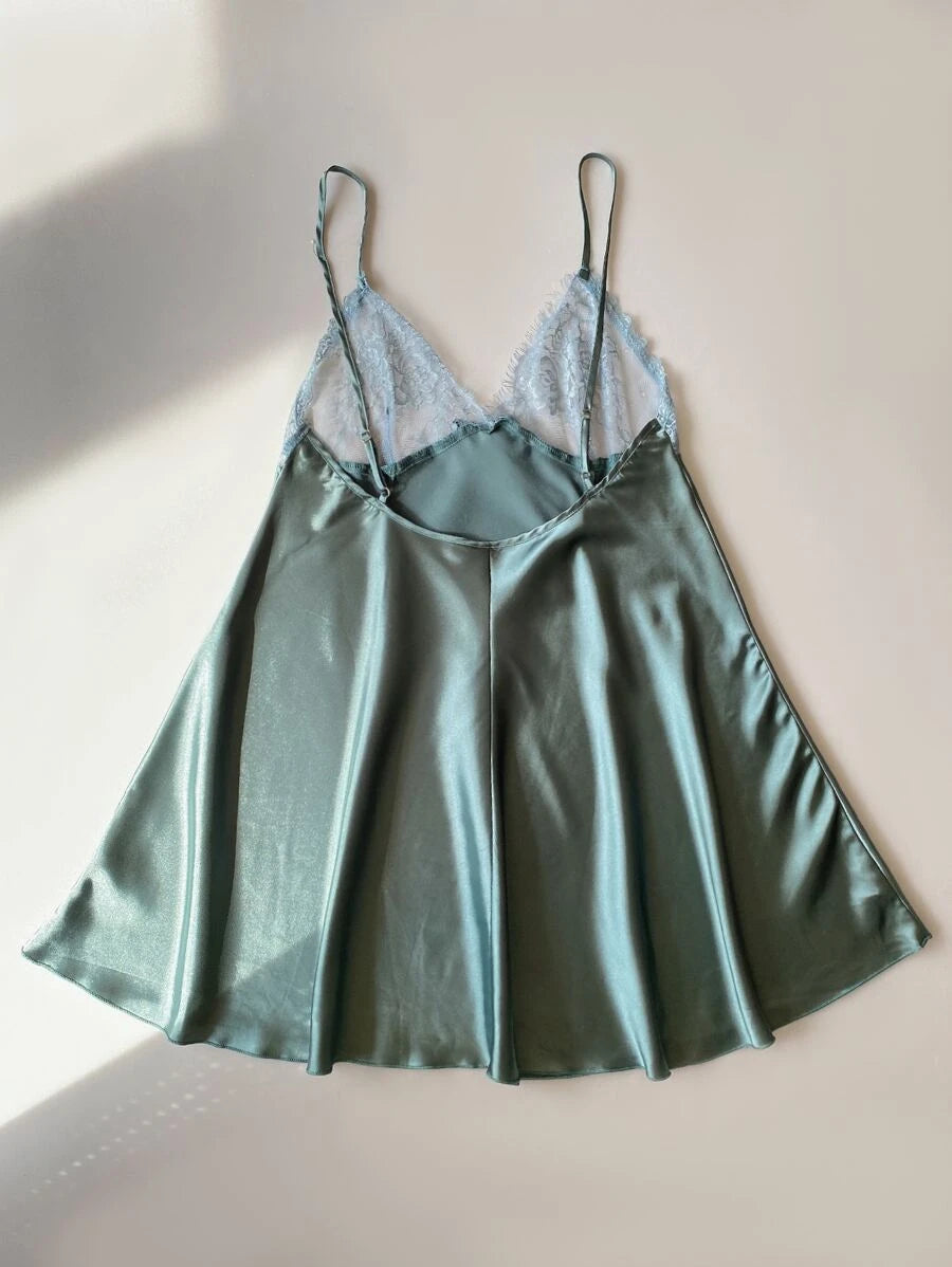 Bow Front Lace Trim Satin Slips-Soco Hoodie