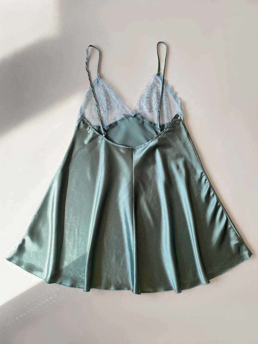 Bow Front Lace Trim Satin Slips-Soco Hoodie