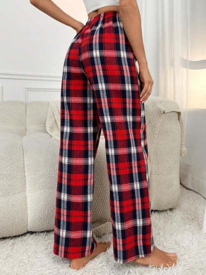 Bow Front Plaid Printed Sleep Pants-Soco Hoodie