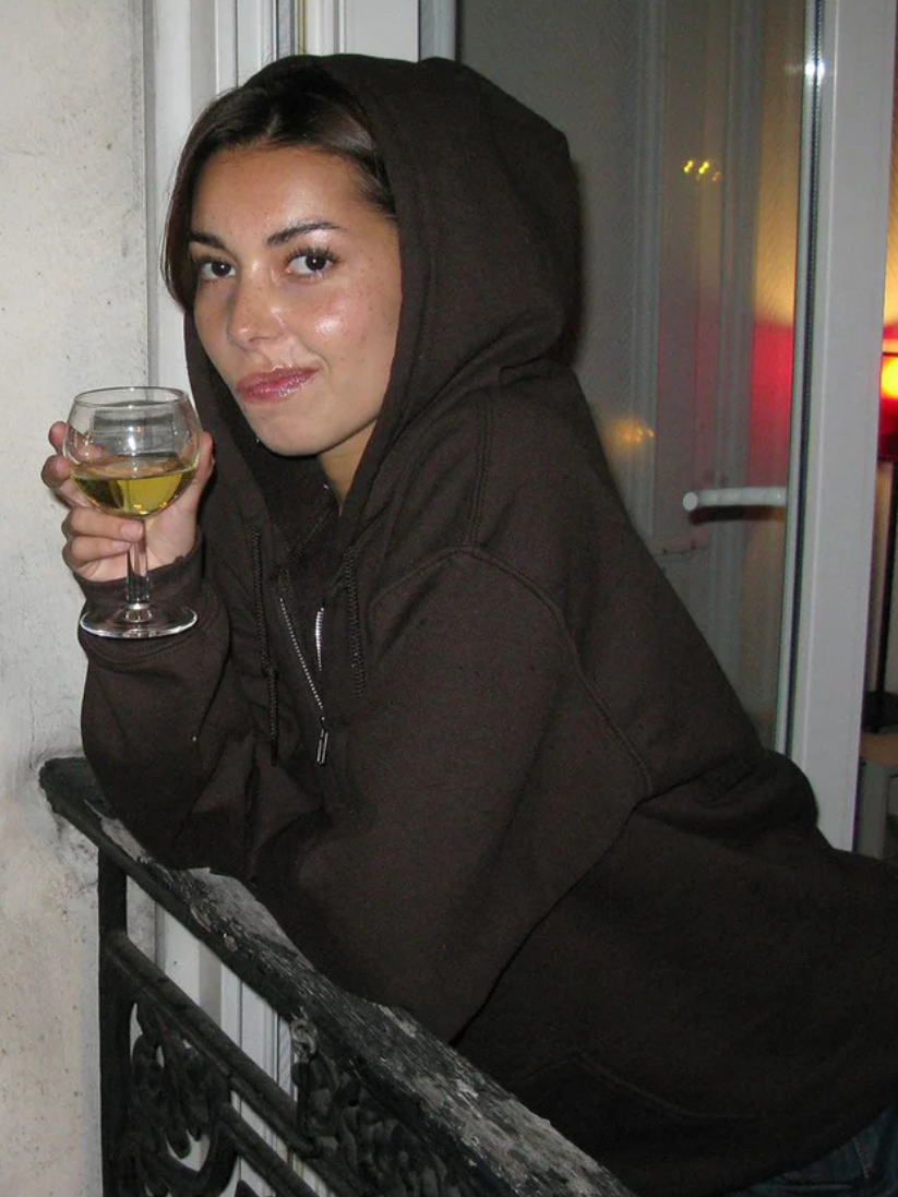 Casual Zip Up Hoodie With Adjustable Hood Dark Brown