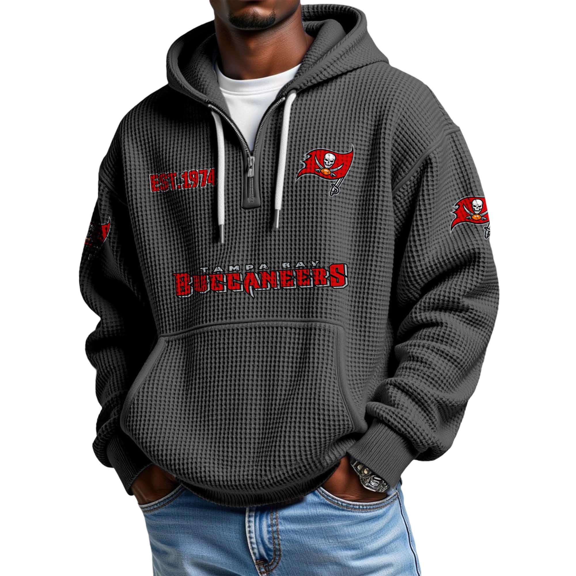 Buccaneers EST 1974 Quarter Zip Waffle Hoodie