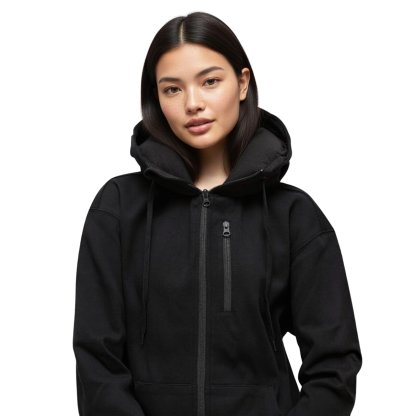 Built In Inflatable Pillow Full Zip Up Travel Hoodie