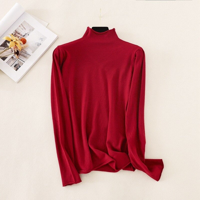 Mock Neck Basic Solid Pullover For Women-Soco Hoodie