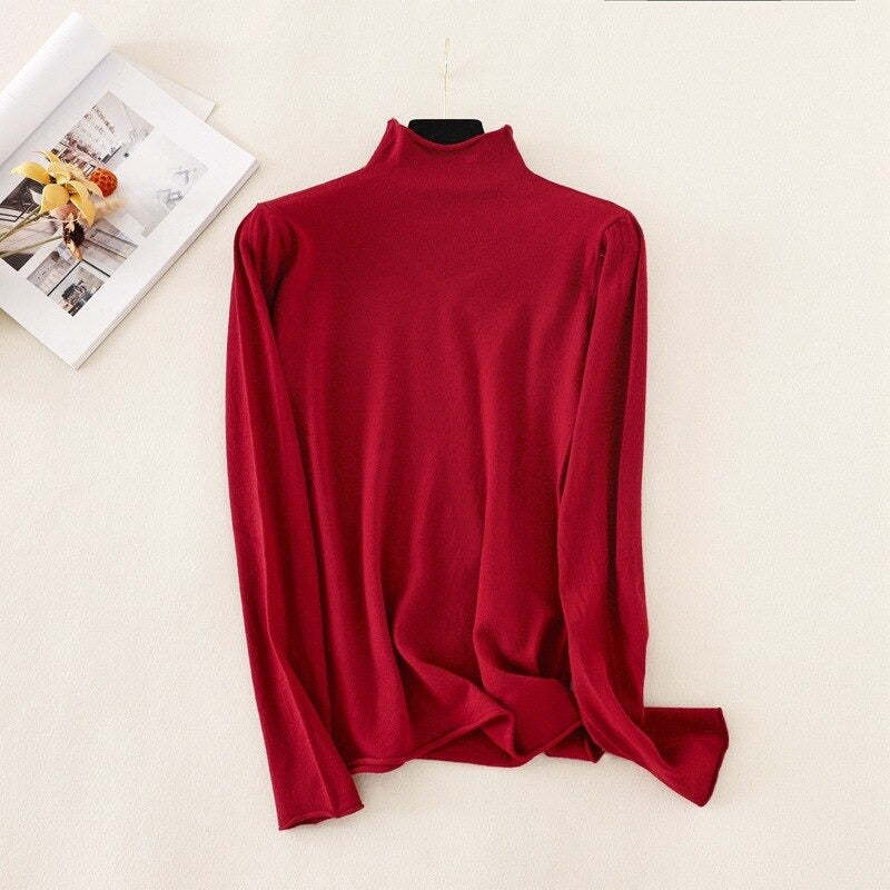 Mock Neck Basic Solid Pullover For Women-Soco Hoodie