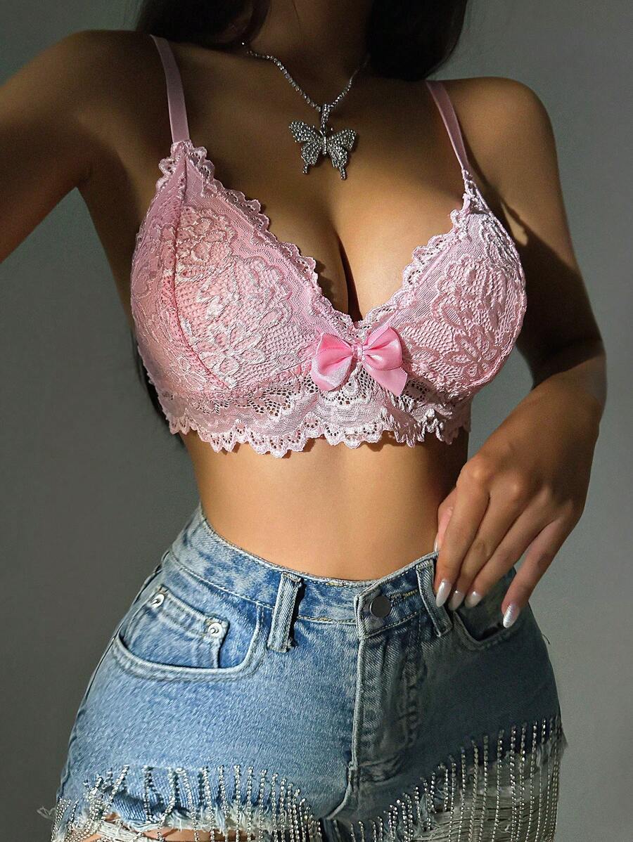 Butterfly Embroidery Mesh Bralette-Soco Hoodie