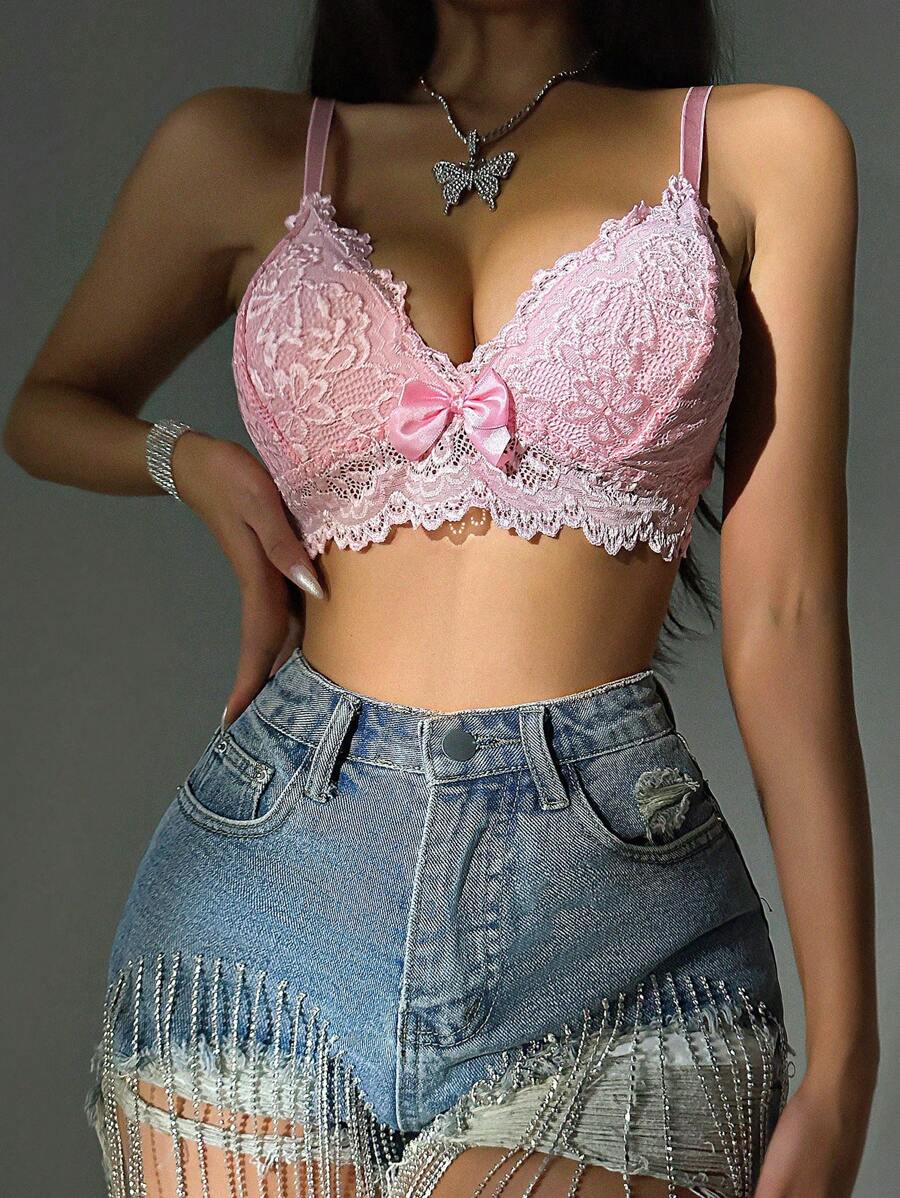 Butterfly Embroidery Mesh Bralette-Soco Hoodie