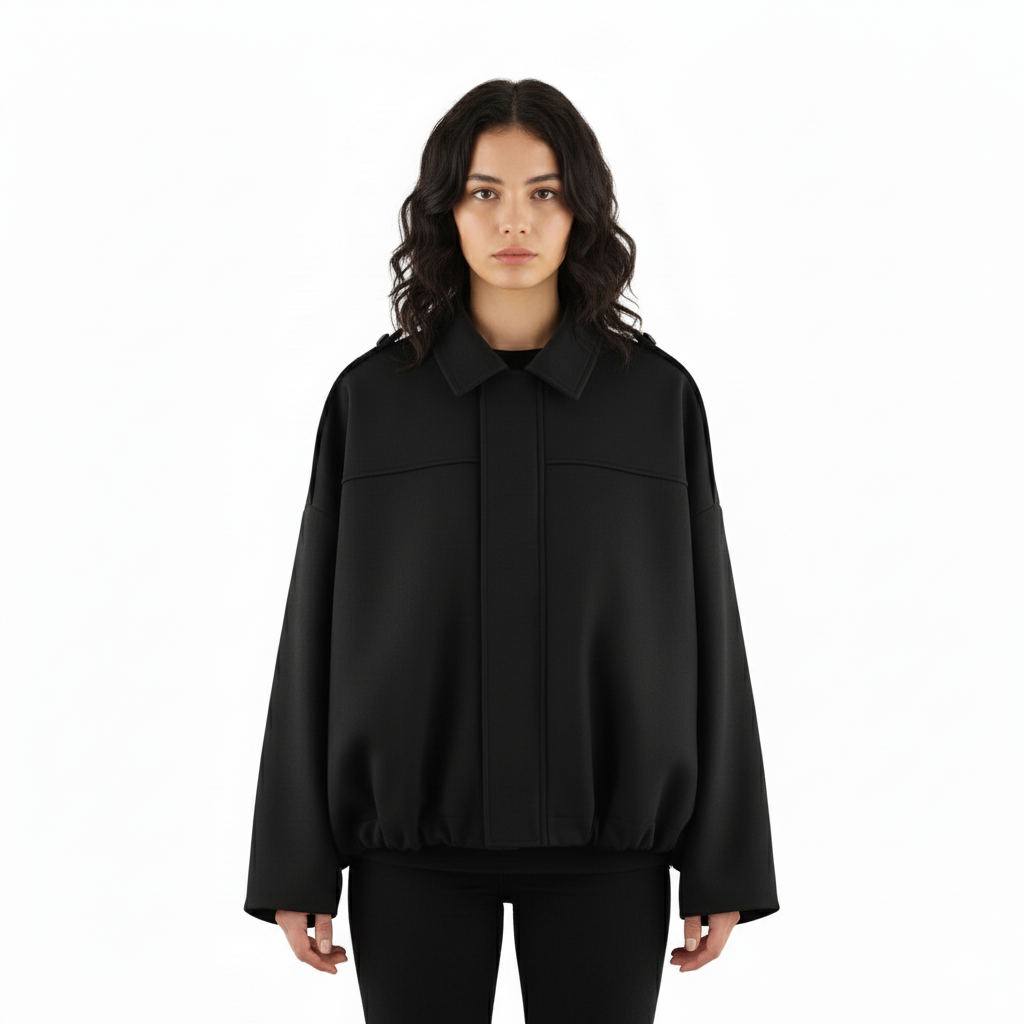 Bomber Jacket With Stylish Long Sleeve Lapel Collar