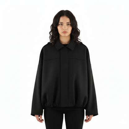 Bomber Jacket With Stylish Long Sleeve Lapel Collar