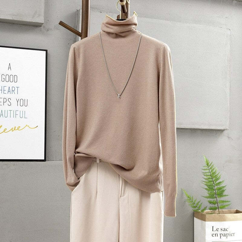 Soft Cashmere Turtleneck Slim-Fit Pullovers For Women-Soco Hoodie