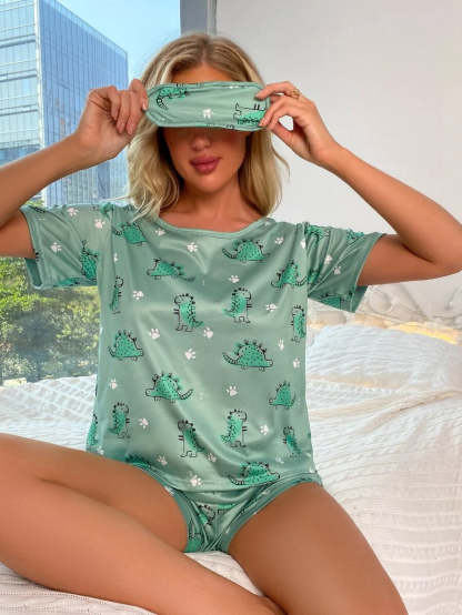 Cartoon Graphic Print Tee And Shorts Set-Soco Hoodie