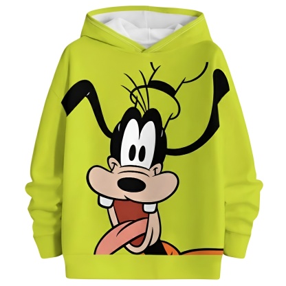 Casual Pullover With Cartoon Character Design With Hood