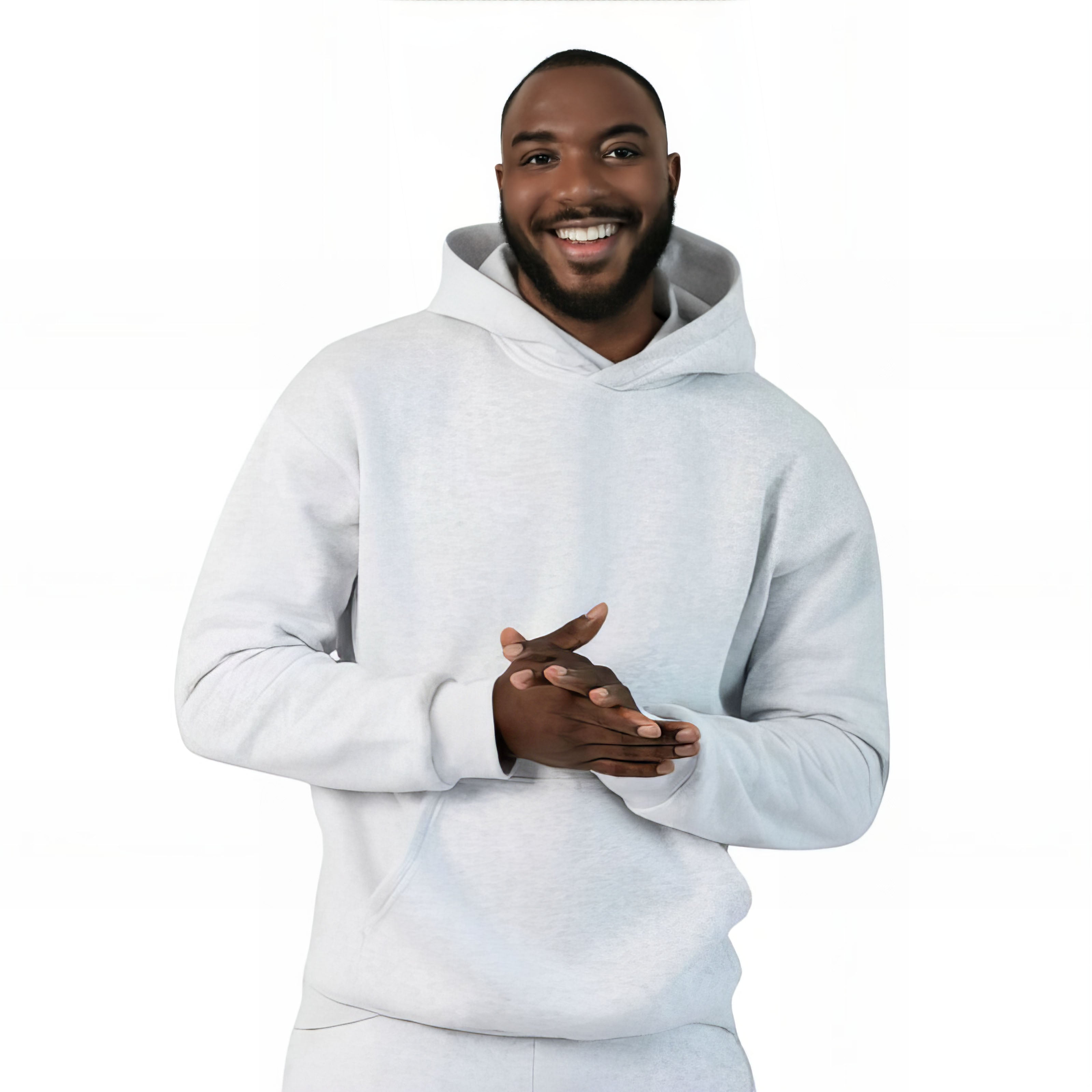 Casual Classic Pullover Hoodie With Adjustable Hood White