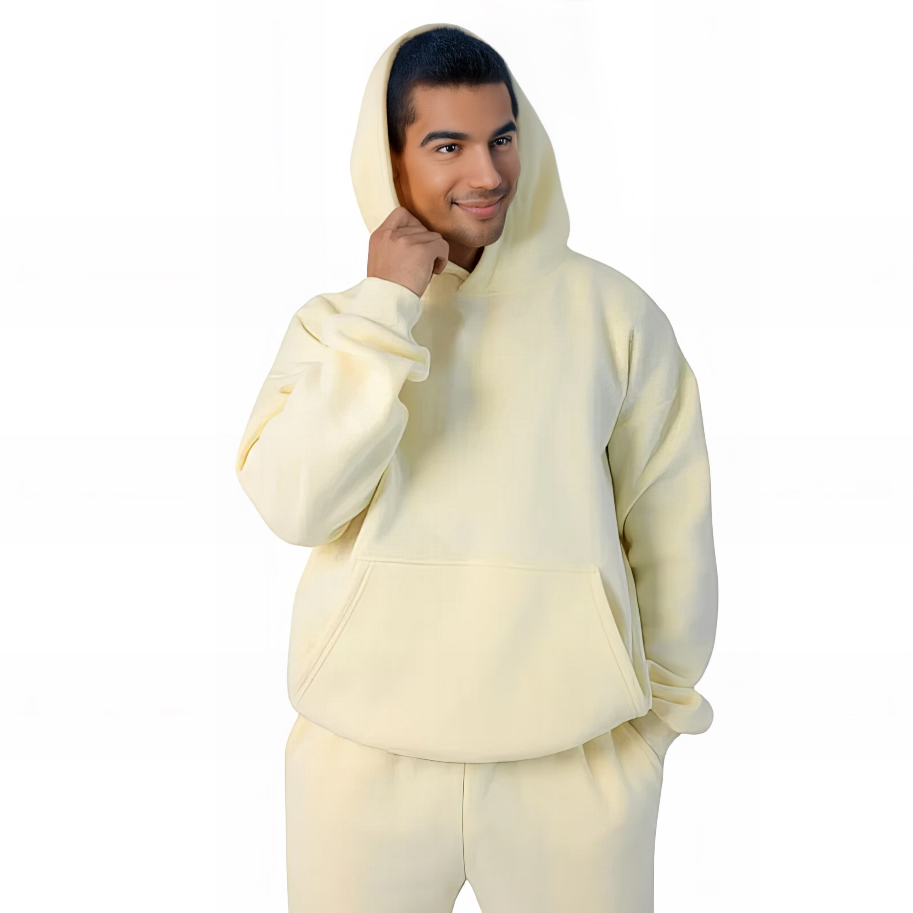 Casual Classic Pullover Hoodie With Adjustable Hood Yellow