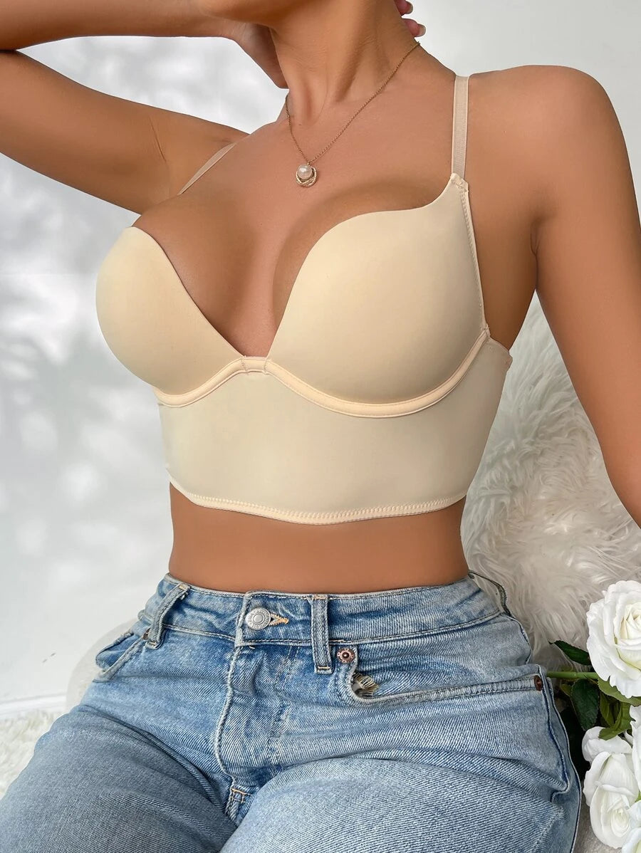 Casual Solid Underwire Criss Cross Bra-Soco Hoodie
