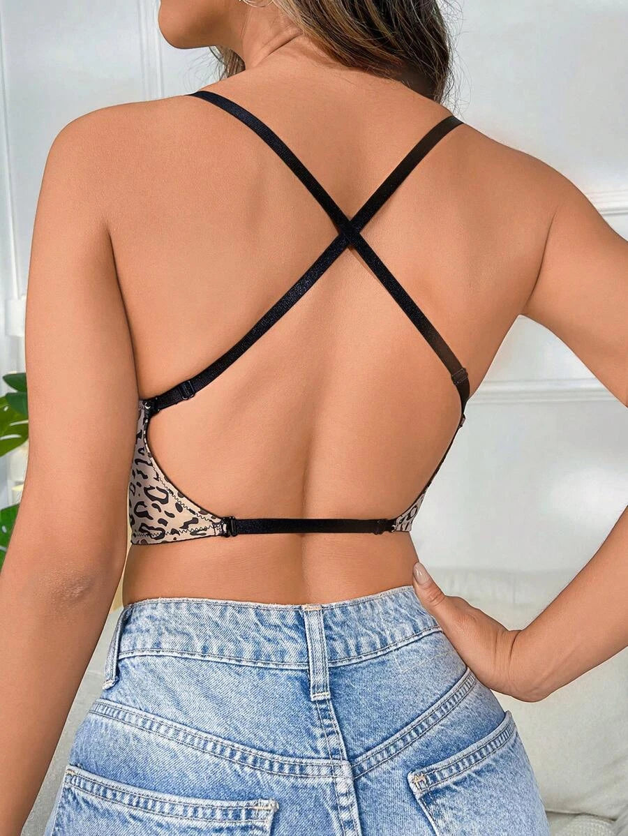 Casual Solid Underwire Criss Cross Bra-Soco Hoodie