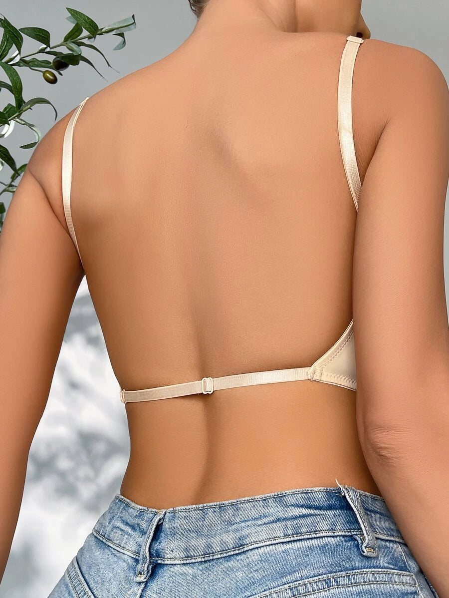 Casual Solid Underwire Criss Cross Bra-Soco Hoodie