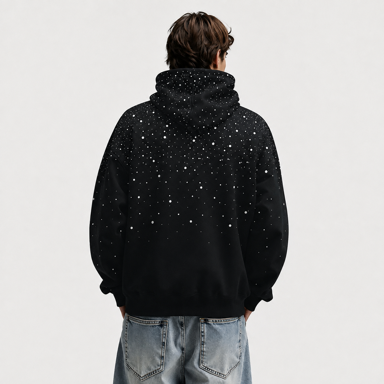 Casual Loose Rhinestone Pullover Hoodie For Men