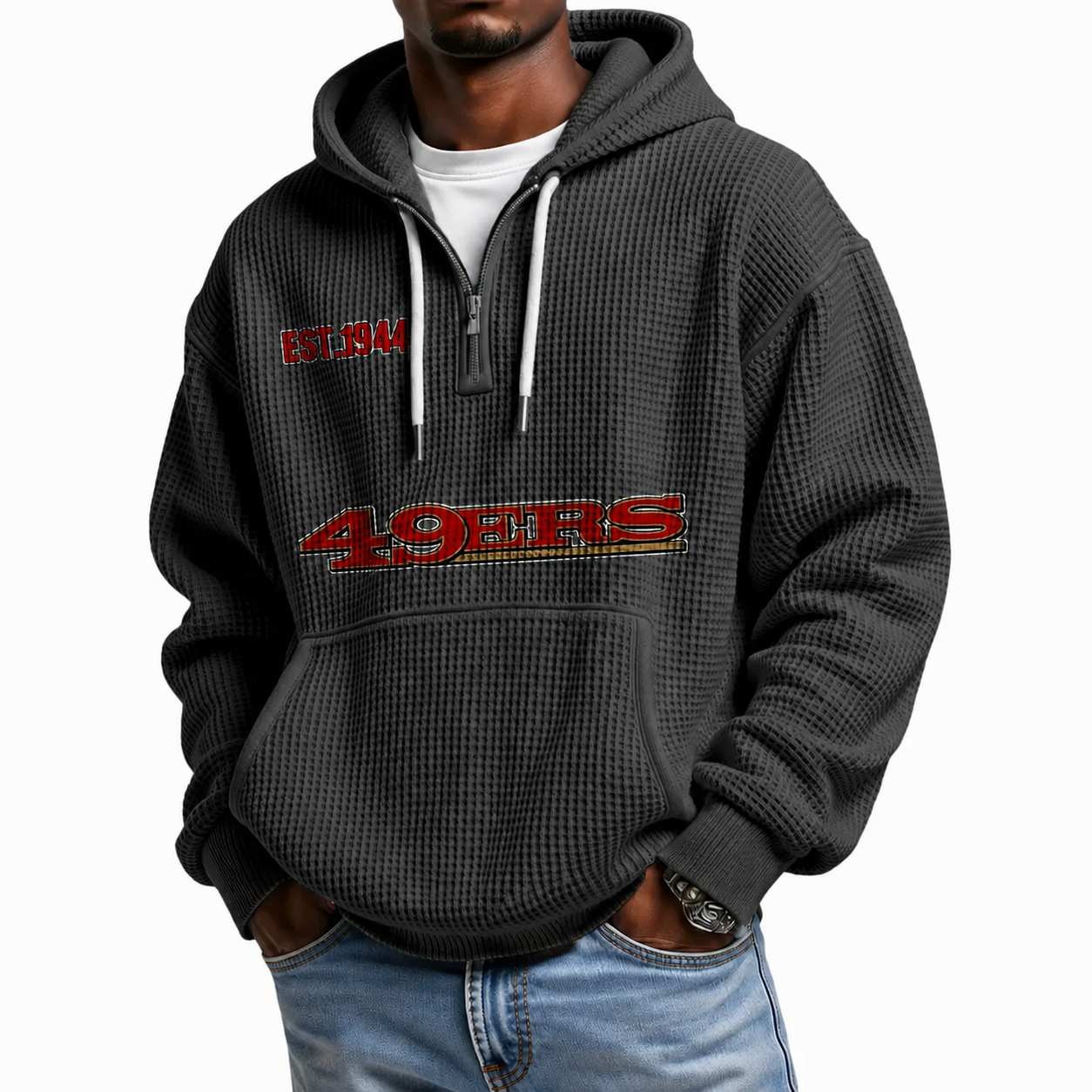 San Francisco 49ers Themed Quarter Zip Hoodie