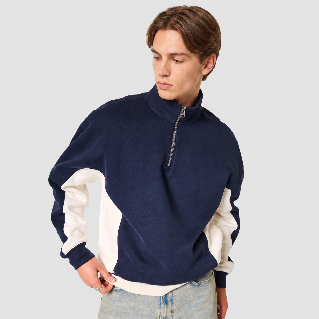 Graphic Quarter Zip Fleece Casual Sweatshirt And Hoodie
