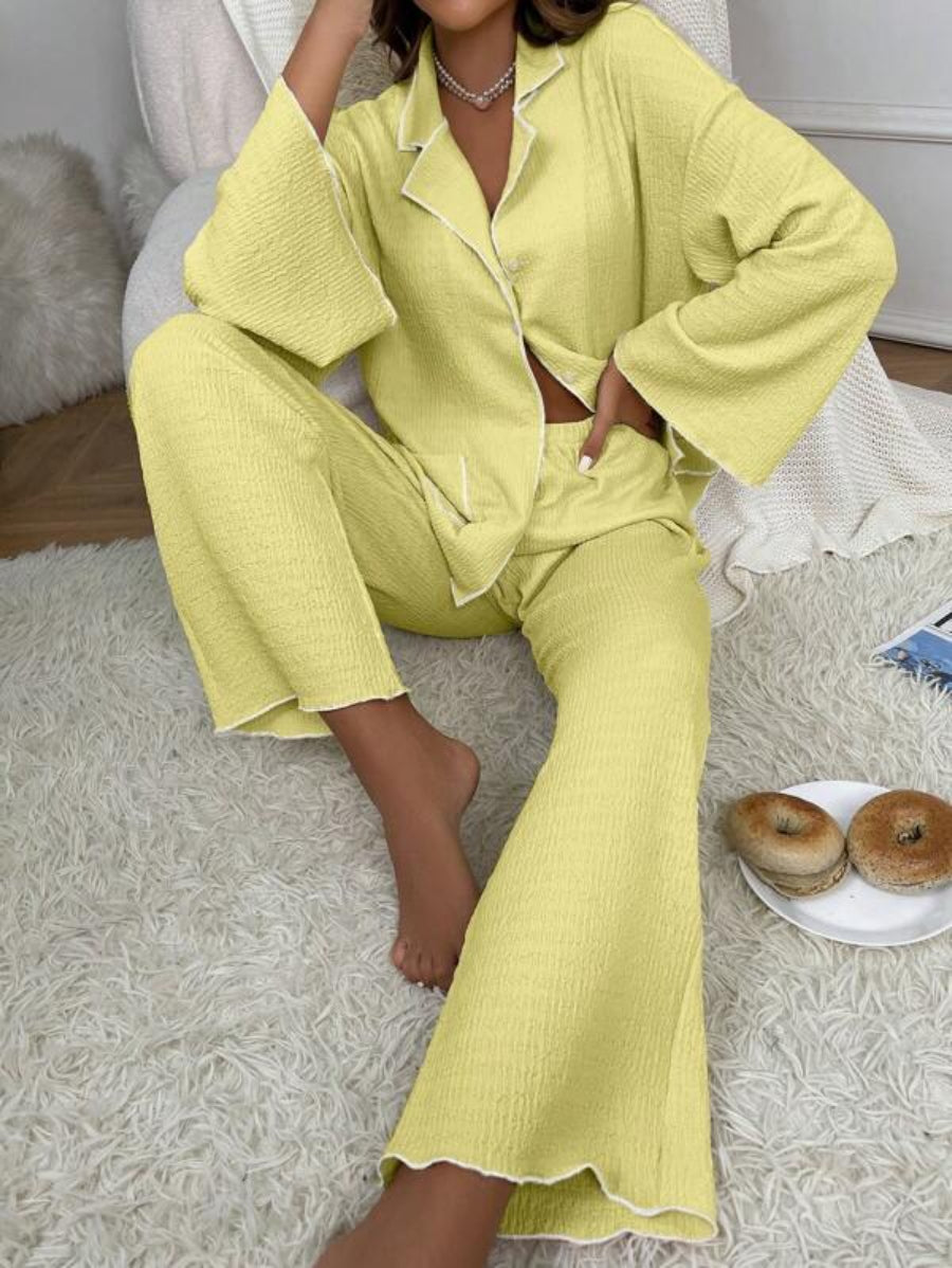 Contrast Binding Casual Lounge Set-Soco Hoodie