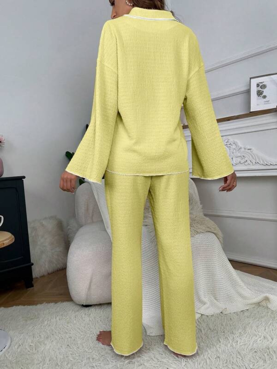 Contrast Binding Casual Lounge Set-Soco Hoodie