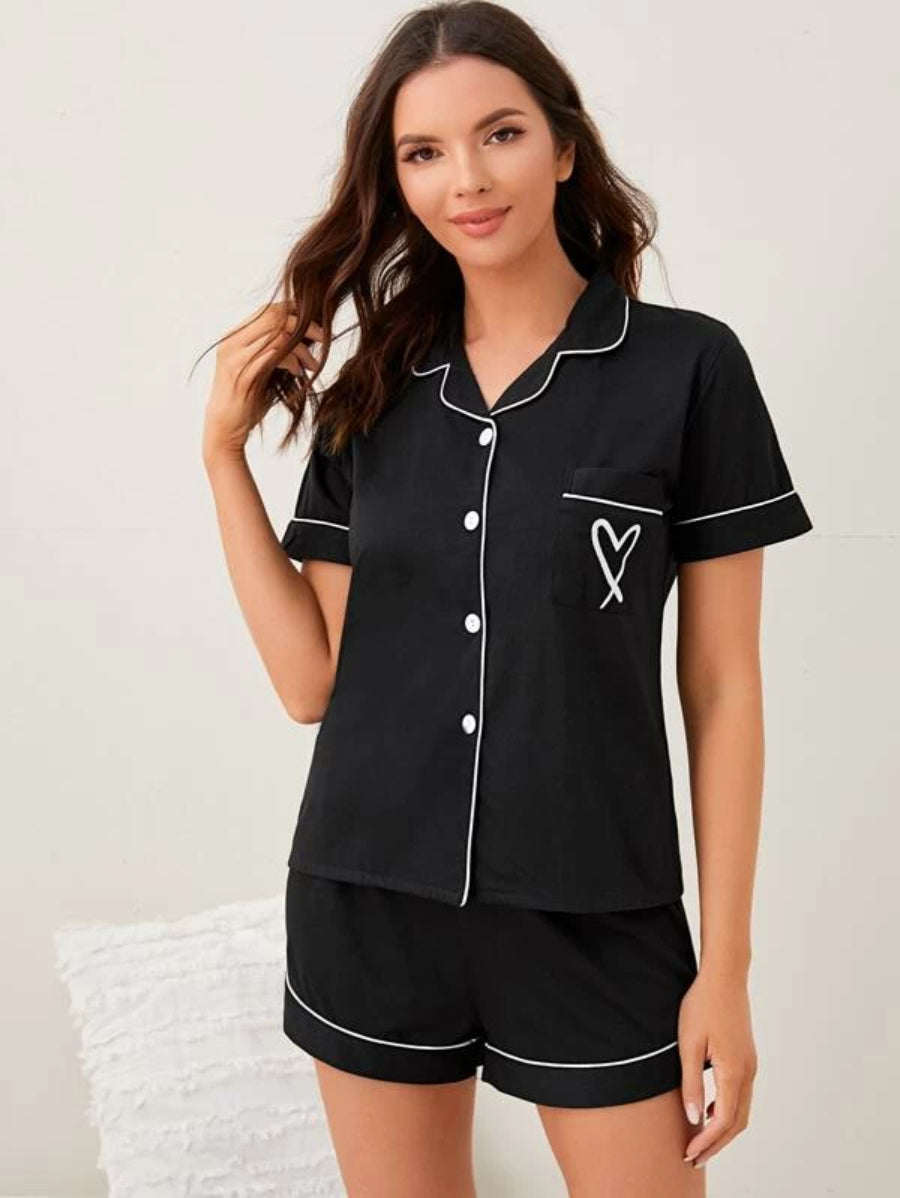 Contrast Binding Embroidery Set-Soco Hoodie