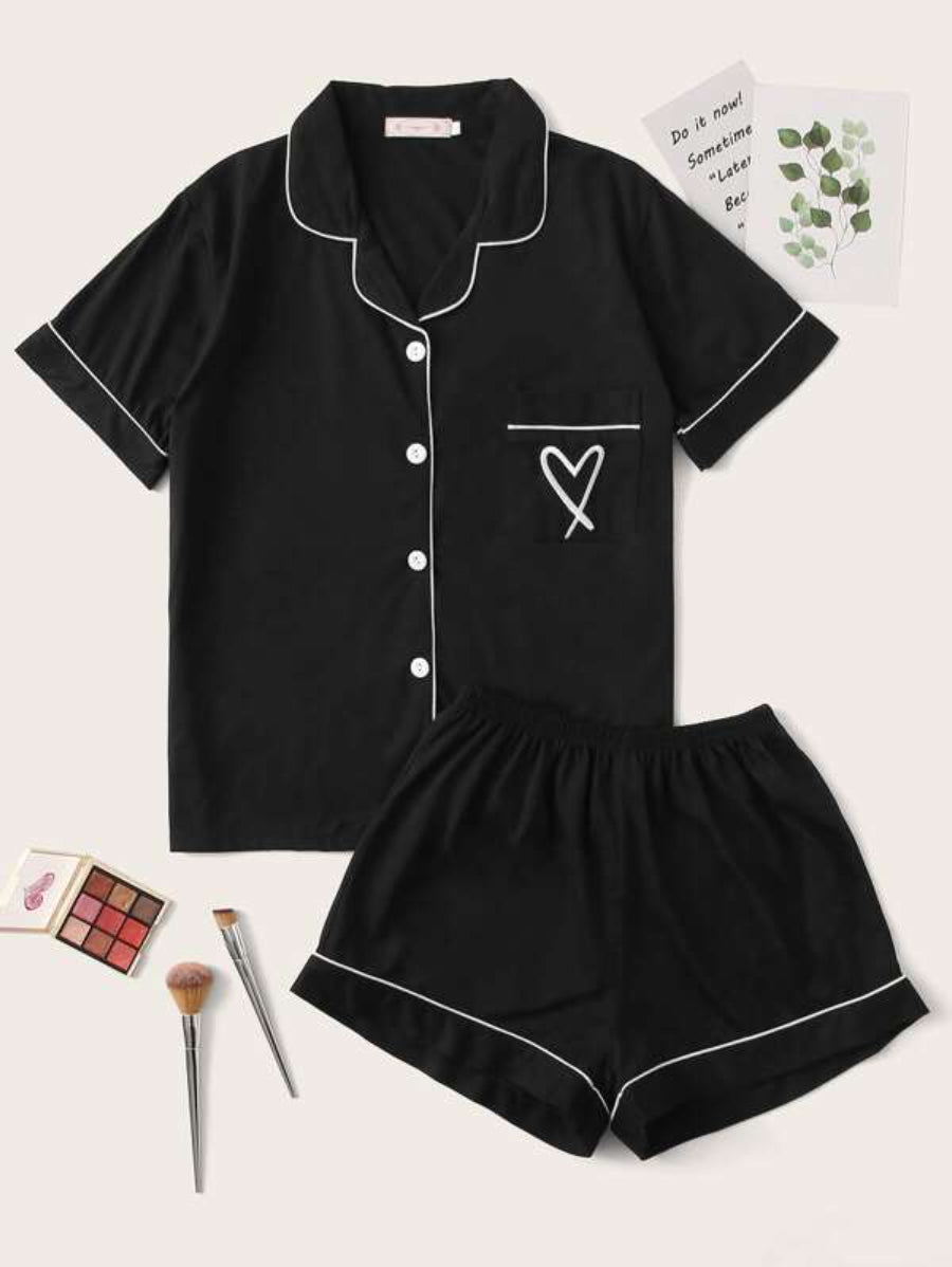 Contrast Binding Embroidery Set-Soco Hoodie