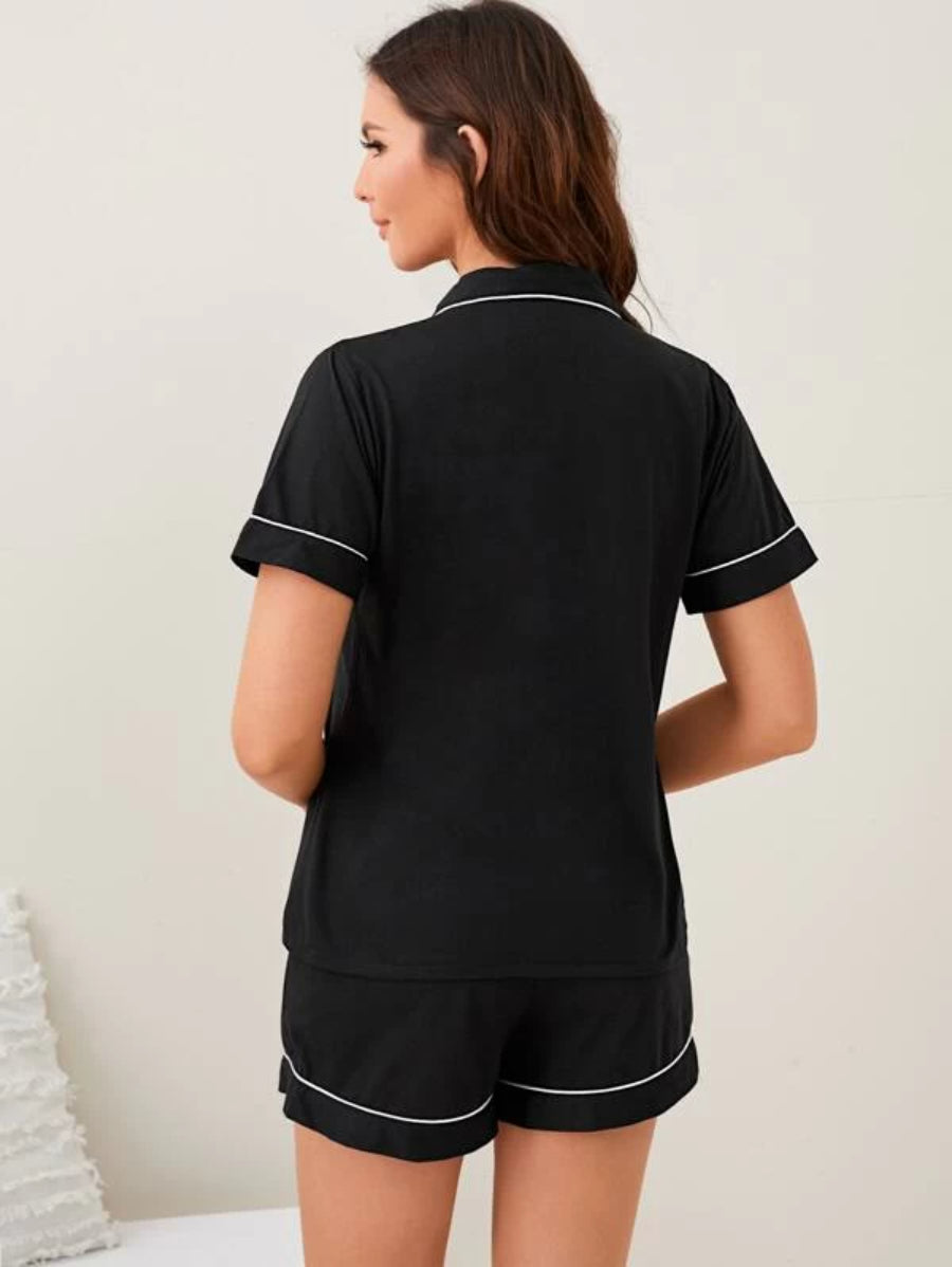 Contrast Binding Embroidery Set-Soco Hoodie