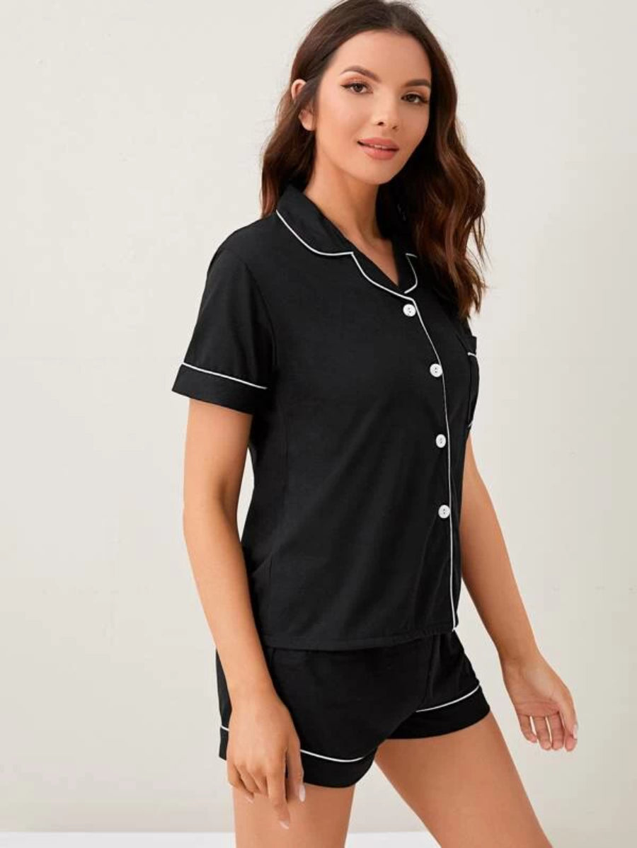 Contrast Binding Embroidery Set-Soco Hoodie