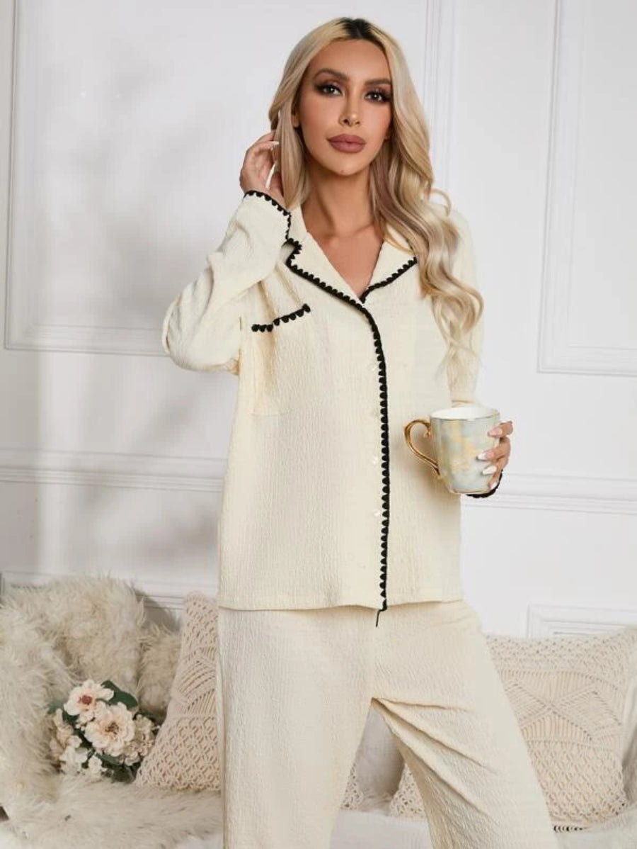 Contrast Binding Lounge Set-Soco Hoodie