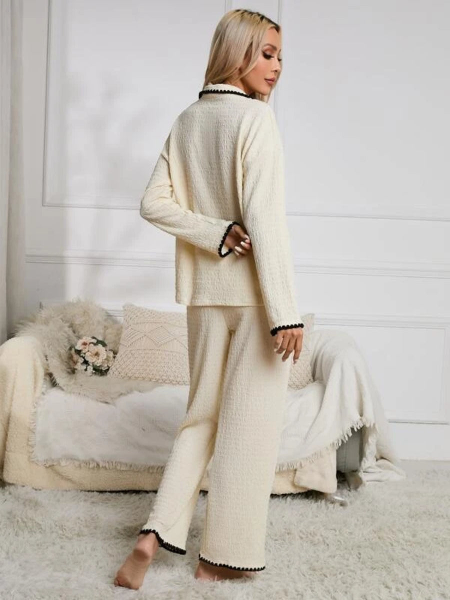 Contrast Binding Lounge Set-Soco Hoodie