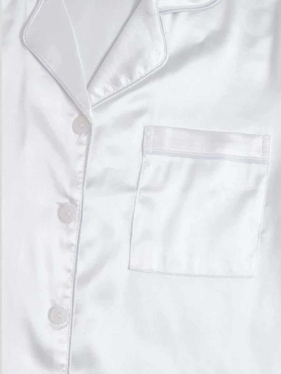 Contrast Binding Ruffle Trim Satin Set-Soco Hoodie