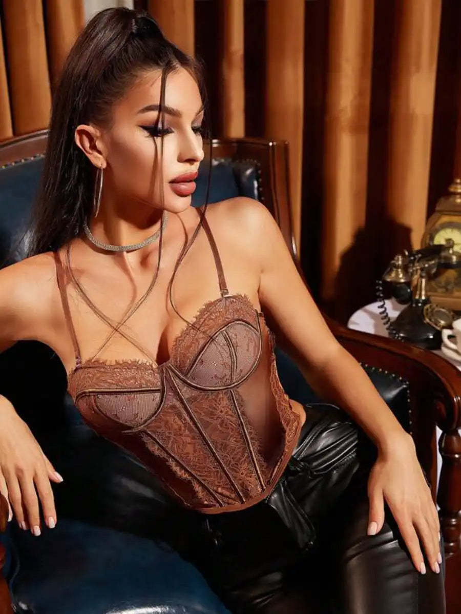 Contrast Lace Bandana Hem Cami Top-Soco Hoodie