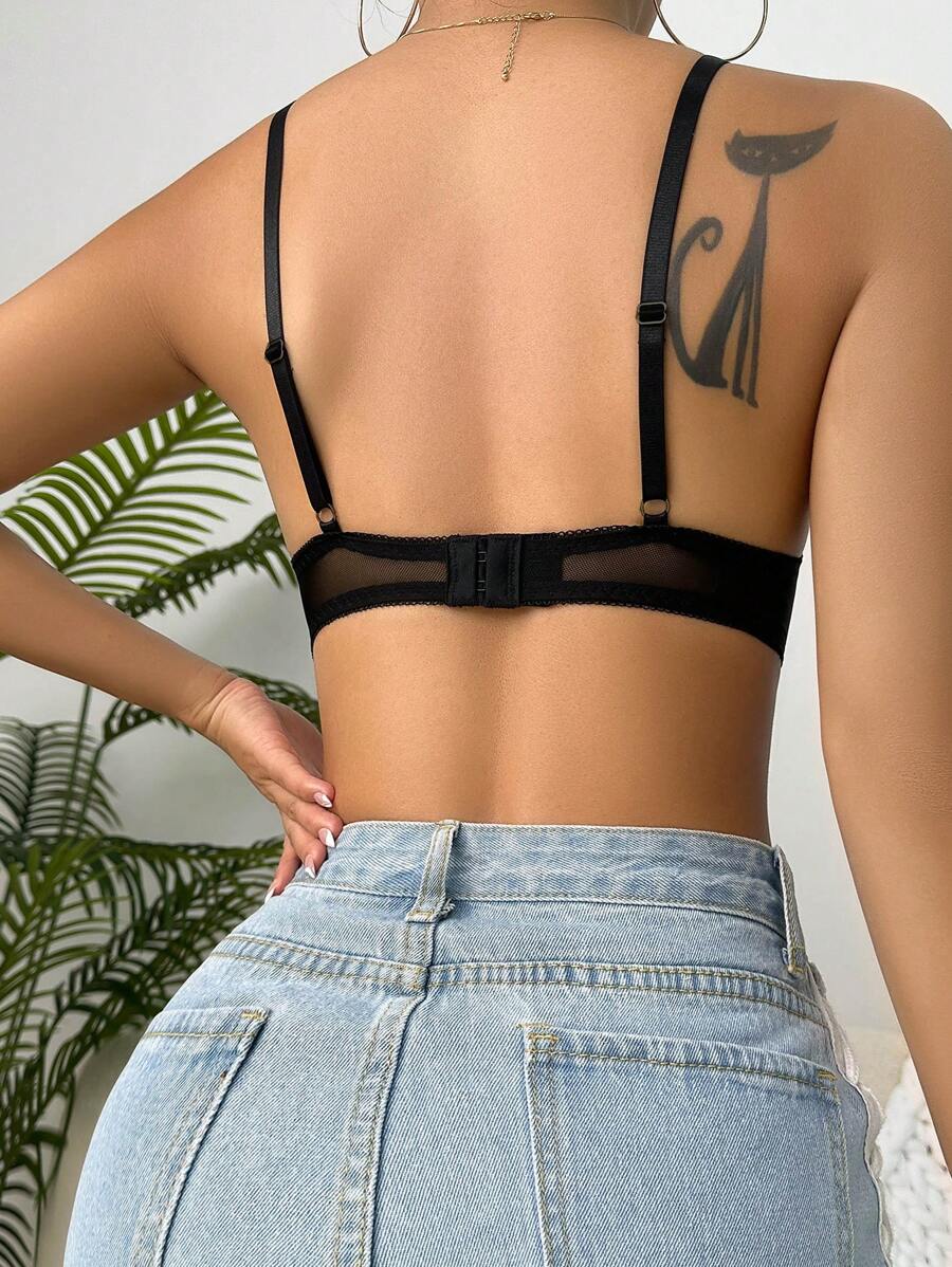 Contrast Lace Embroidery Underwire Bra-Soco Hoodie