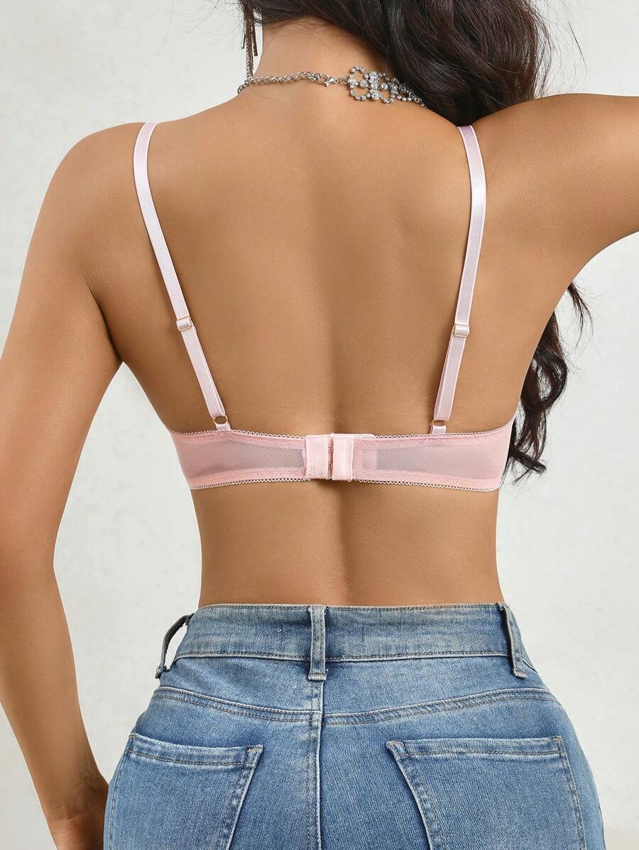 Contrast Lace Embroidery Underwire Bra-Soco Hoodie