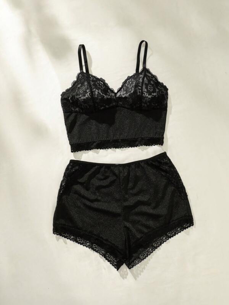 Contrast Lace Lingerie Set-Soco Hoodie
