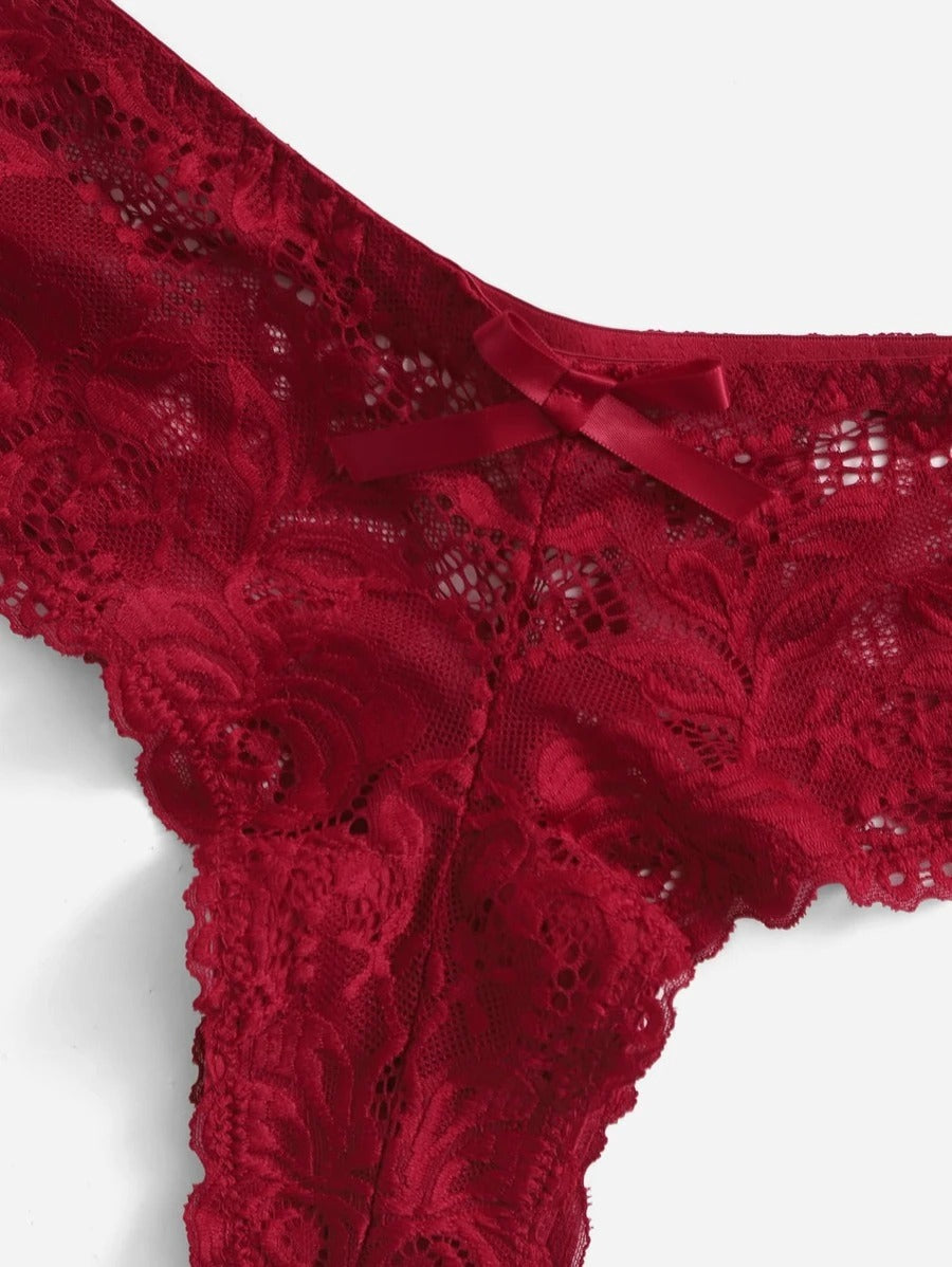 Contrast Lace Mesh Slip With Thong-Soco Hoodie