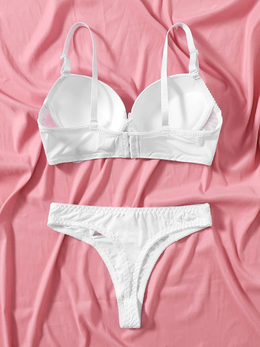 Contrast Lace Push Up Lingerie Set-Soco Hoodie